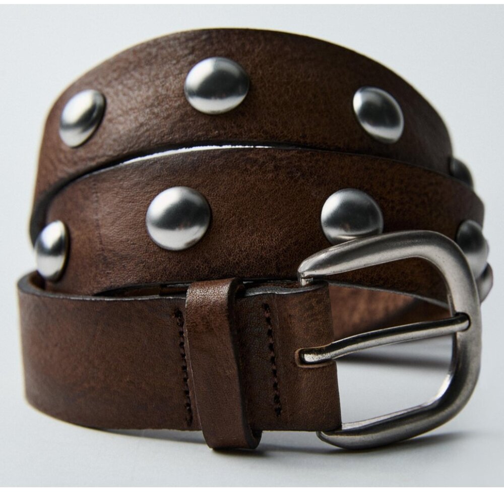 Zara Circular Studded Leather Belt